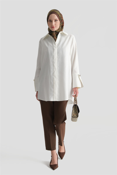 Armine Wide Cuff Tunic Ecru