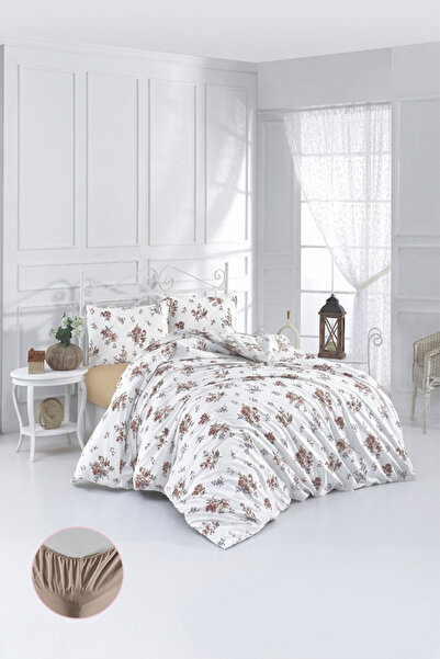 aytunç Eylül 100% Cotton Double Elastic (Fitted) Duvet Cover Set 200X220