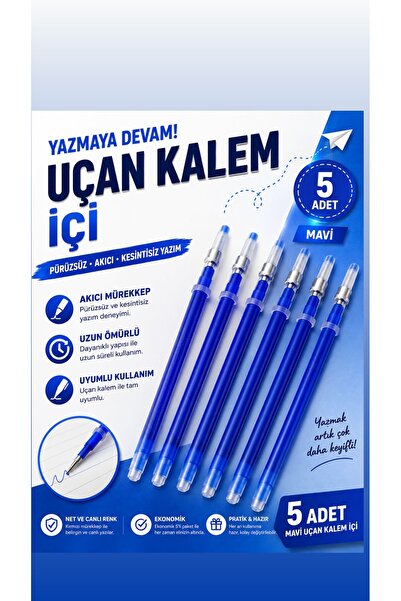 ALOTUHAFİYE UÇAN KALEM İÇİ MAVİ 5 adet