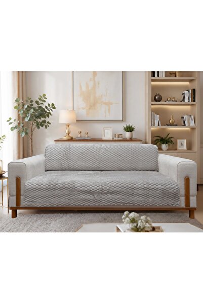 AnlamHome Premium Kabartmalı Koltuk Örtüsü – Kaymaz Taban Yumuşak Peluş Dokul...