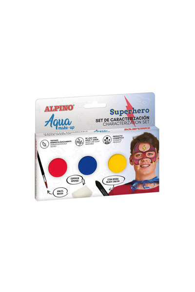 Alpıno Aqua Make-up Sada - Superhrdina, 3 barvy + štětec a houbička na make-u...