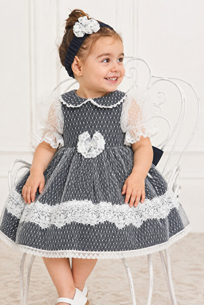 Babyhola Lace Detail Special Design Baby Girl Children's Evening Dress Hair B...