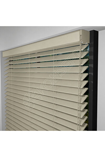 REDÜKTÖRLÜ / Zincirli Ahşap Jaluzi Perde 50 mm %100 Orjinal Ahşap BEJ Renk