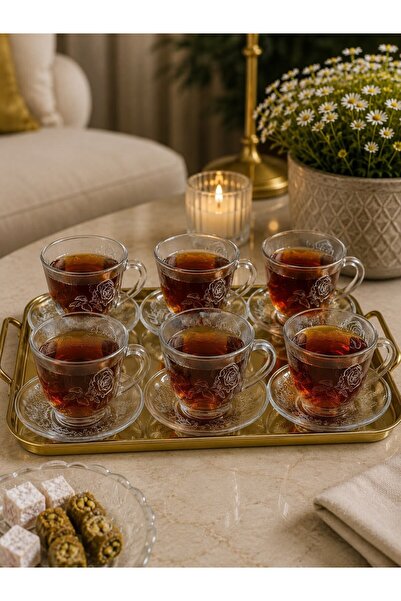 Raneel Kazançlı Alışveriş 12 Lİ Kulplu Çay Bardağı Takımı
