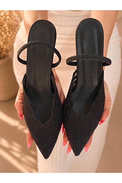 irmona Cansy Black Lace 5 cm Elastic Heel Shoes