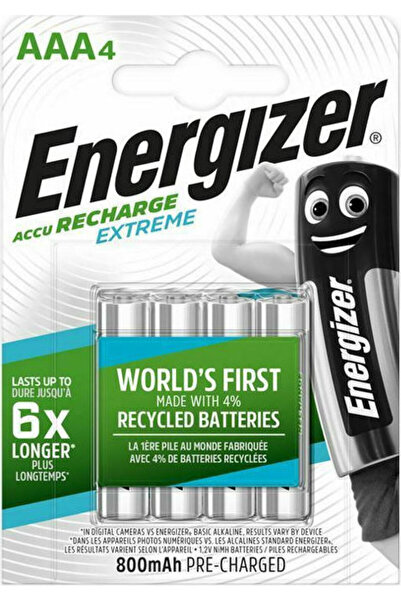 Energizer Extreme Επαναφορτιζόμενες Μπαταρίες AAA Ni-MH 800mAh 1.2V 4τμχ