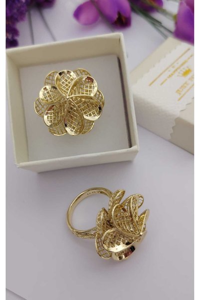 Generic Brand INEL TRANDAFIR DANTELAT ,OTEL INOXIDABIL PLACAT CU AUR 14 K