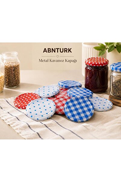 abnturk 10 Adet 82mm Silikon Contalı Sızdırmaz Renkli Metal Kavanoz Kapağı-Ko...