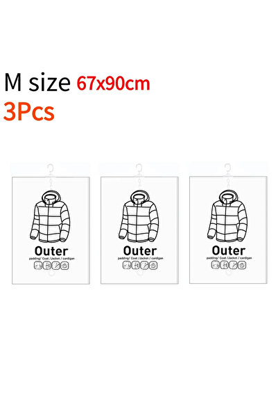 Choice23 M 67x90CM 3Pcs Hang Transparent Vacuum Bag Storage for Clothes Down ...