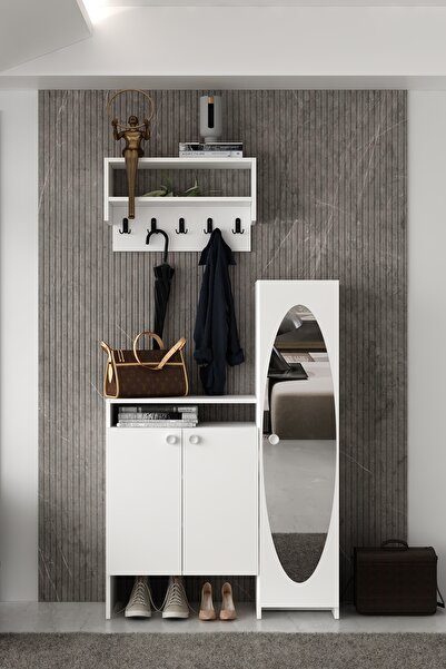 Dekortis Home Dekor DHDP1B STAR PLEKSİ DESENLİ ÇOK AMAÇLI ANTRE DOLABI AYAKKA...