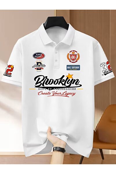l'eivor Polo Collar Regular Fit Brooklyn Printed Men's T-Shirt