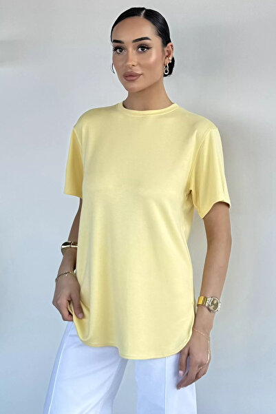 Aryena Yellow Women's Crew Neck Basic T-Shirt
