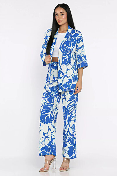 Aryena Saksmavisi Women's Patterned Kimono Pants Double Set