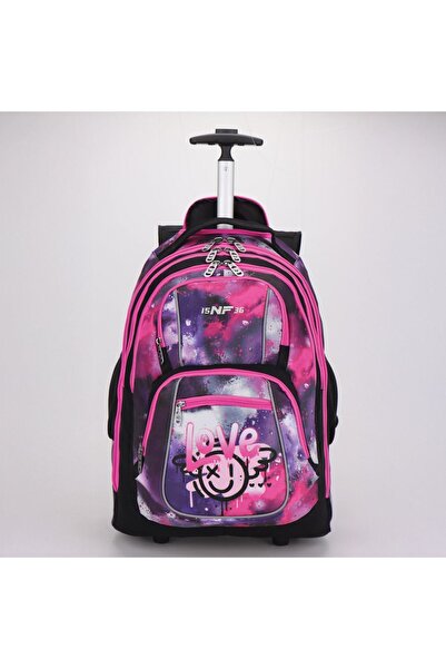 Zâna Casei Rucsac tip troler Roz Liliac  "Love " - 30x19x45cm