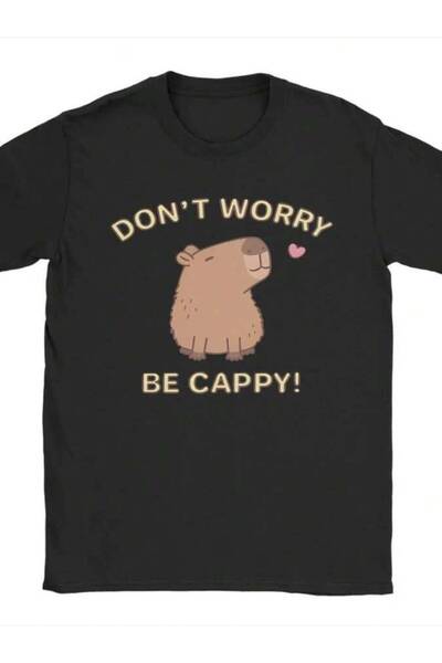 23ERVA Cute Capybara Dont Worry Be Cappy Tee Shirt For Men Women Graphic Prin...