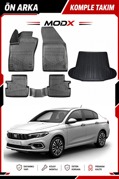 MODxAUTO Fiat Egea Sedan 2021 Model 5D Havuzlu Paspas Ve 3D Bagaj Havuzu Seti