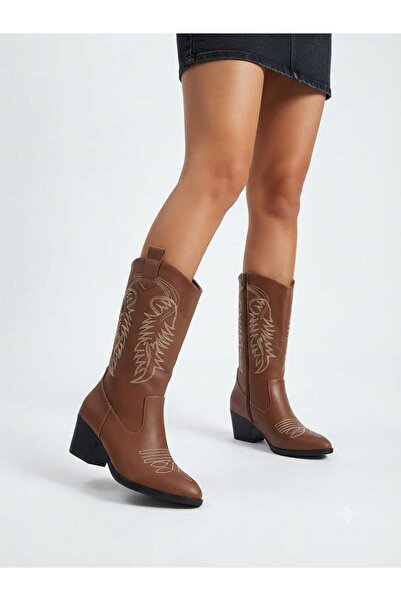 BYBERO Women's Cowboy Embroidered Boots
