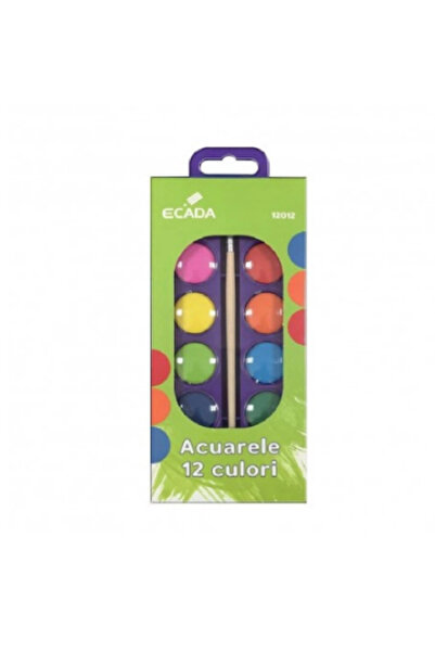 Ecada Acuarele 12 culori cu pensulă