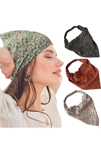STARSTAR Floral headband 3pc bohemian elastic non-slip with clips.