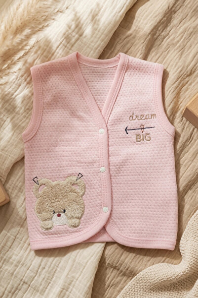 Gaye Dream Pink Color Embroidered 100% Cotton Baby Vest - Soft Textured Seaso...