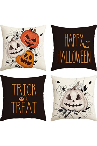 OtherMax Set de 4 fețe de pernă pentru Halloween Portocalii cu Dovleci 40x40 ...