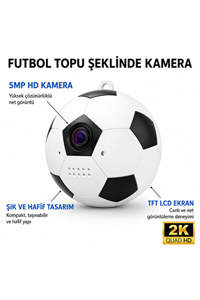 qasul WiFi Akıllı Futbol Topu Tasarımlı Mini Spor Kamera 1080P Video Kayıt, M...