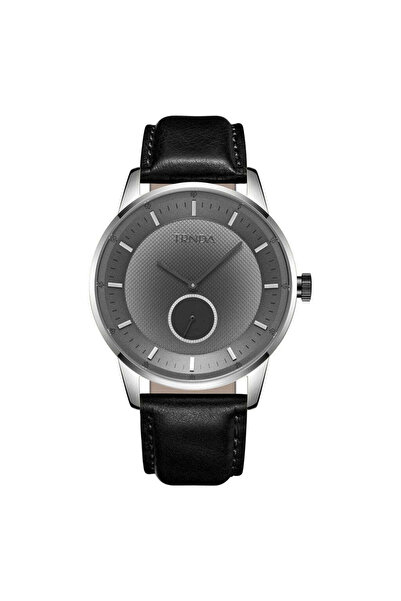 TRNDA Men's Stainless Steel Watch, Black Leather Band | Trn1234