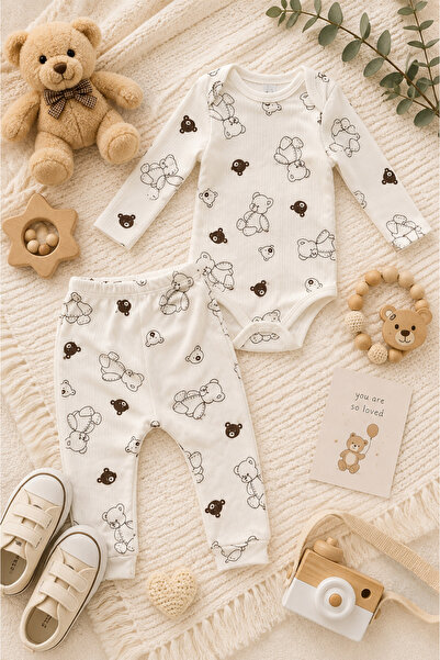 zepkids Unisex Baby Set Cow Patterned Long Sleeve Snap Fastener Bodysuit and ...