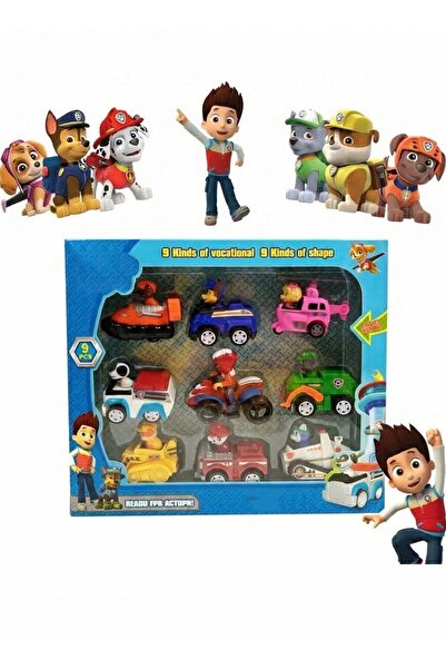 PAW PATROL Paw Toys 9-in-1 Action Figure Set – Complete Rescue Team with Ryde...