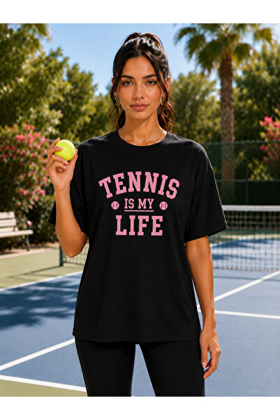 VODEXA Unisex Oversize Tennis Printed T-Shirt 100% Cotton Tennis Themed Comfo...