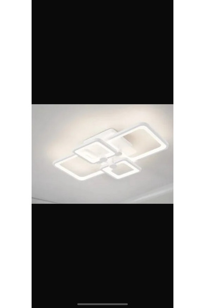 Generic Brand Lustră LED 2+2 pătrată albă cu telecomandă, echivalent 500W