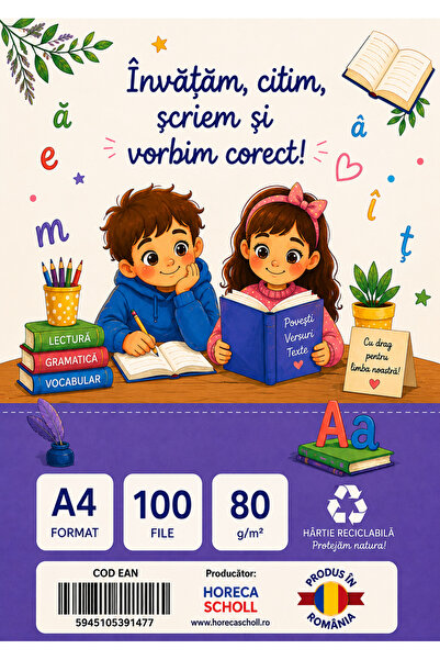 Scholl CAIET TIP 1 LIMBA ROMANA CLASA I-II 100 FILE A4