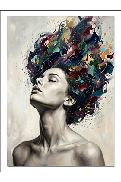 Artmeg Artistic Woman Hugging Colorful Hair Decorative Canvas - Mdf Wood Pain...