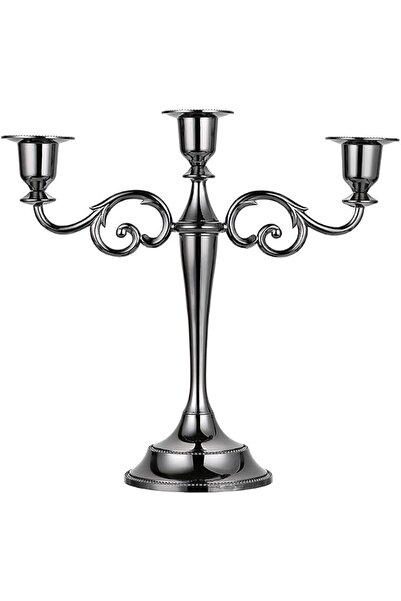OwnMy 3 Arms Metal Candelabra Candlestick Silver European Elegant Candle Hold...