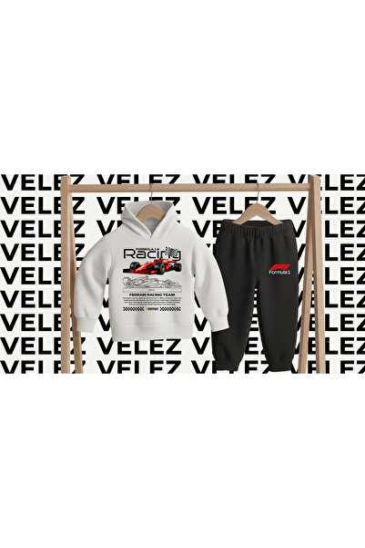 STİL-X Formula 1 Printed 3 Threaded Hooded Children's Tracksuit Set