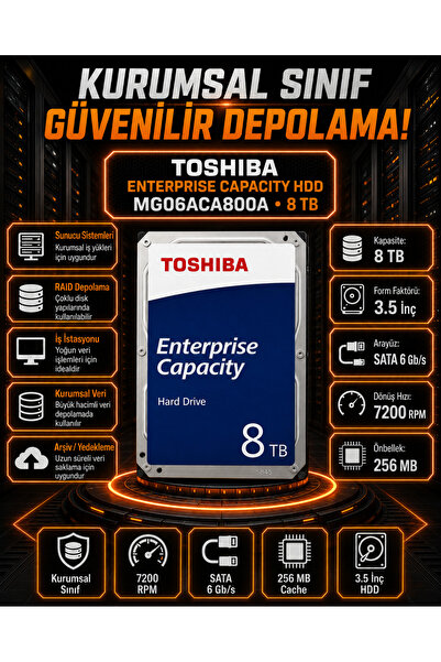 DİSK BANK 8 TB 3.5 İnç MG06ACA800A Sunucu, Veri Merkezi ve RAID Sistemi Diski