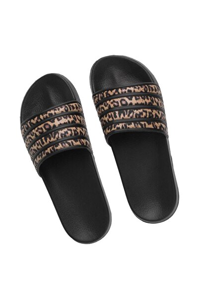 BAMI NETWORK Slapi de Plaja Femei Talpa Neagra Animal Print Vara, 37-38 EU