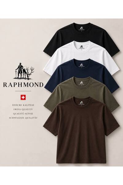 RAPHMOND Swiss Quality 5-Pack Premium Crew Neck Plain Basic T-Shirts