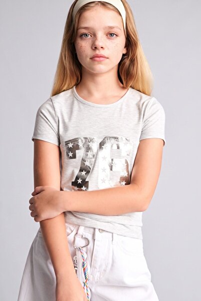 DeFacto Regular Fit Crew Neck Short Sleeve Printed T-Shirt Girls I6179A826Sm