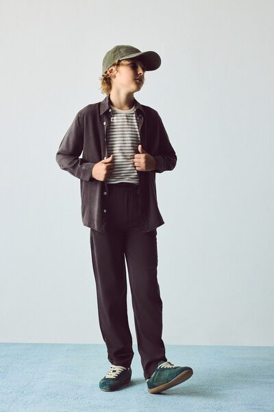DeFacto Regular Fit Straight Leg Lace-Up Waist Fluid Fabric Trousers for Boys...