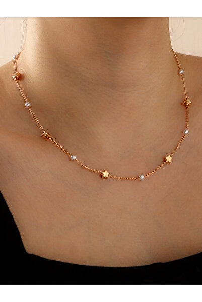 Take Two By Styli Star and Faux Pearl Station Necklace