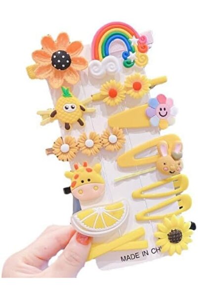 HXD Zoomlion Girls Hair Clips Set, 14 Pcs Yellow Cartoon Snap Barrettes | Rai...
