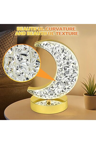 YESMAX Moon Table Lamp, LED Night Light, Stepless Dimmable Touch Lamp with 3 ...