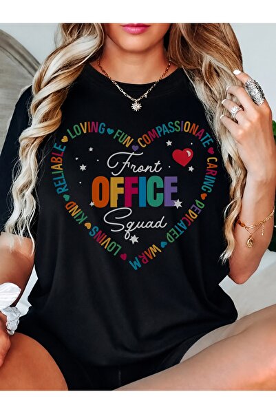 Generic Brand Colorful Front Office Squad Heart Typography,premium cotton,eve...