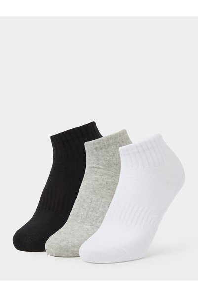 Styli Pack of 3 - Multi-Color Solid Ribbed Cuff Ankle Socks