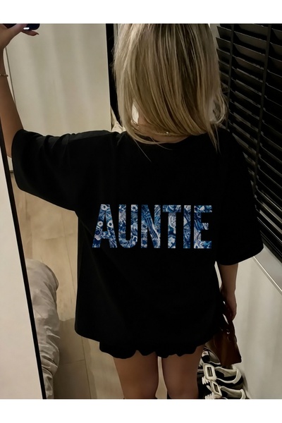 Generic Brand Blue Patterned AUNTIE Text,everyday essential,back to school,10...