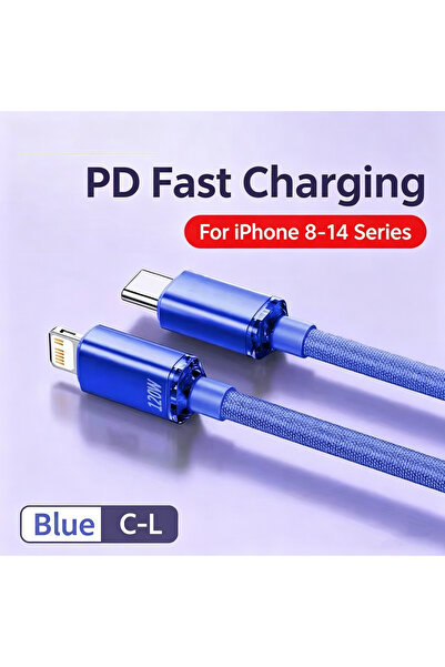 Choice6 0.25m C-L Blue NNBILI Type C PD 120W Cable for iPhone 14 13 12 11 Pro...