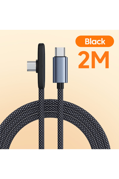 Choice Black 2M PD60W USB C To Type C Super Fast Charging Right Angle Data Ca...