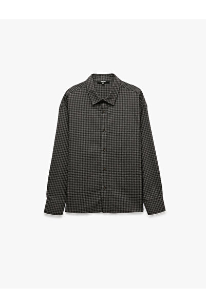 Koton Comfortable Fit Long Sleeve Classic Collar Buttoned Plaid Shirt
