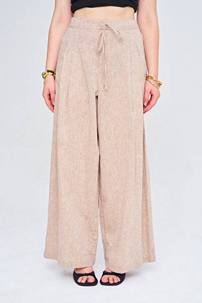 Orfeo Negro Women's Elastic Waist Drawstring Wide Leg Solid Color Trousers